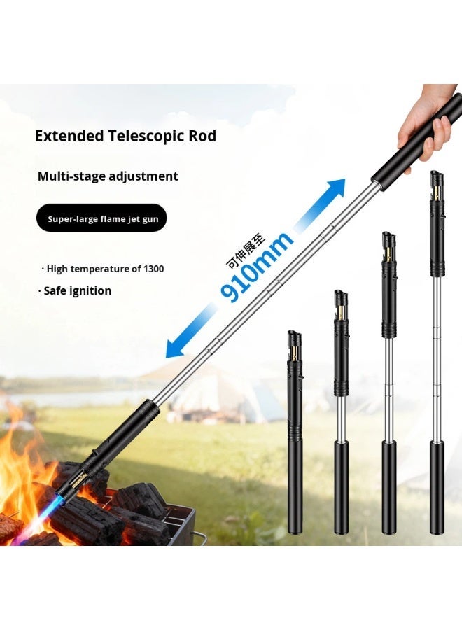 بلو فاير ولاعة شعلة قابلة للتمديد مقاومة للرياح للشواء والاستخدام الخارجي، مسدس لهب بدرجة حرارة عالية، ولاعة تعمل بغاز البوتان، تصميم تلسكوبي، هيكل من سبيكة الزنك، إشعال آمن، أداة إشعال للشواء - Image 4